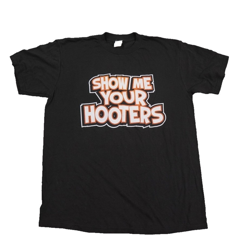 VTG Dale Shirt Mens Large Black Graphic Print Show me‎ Your Hooters Novelty USA